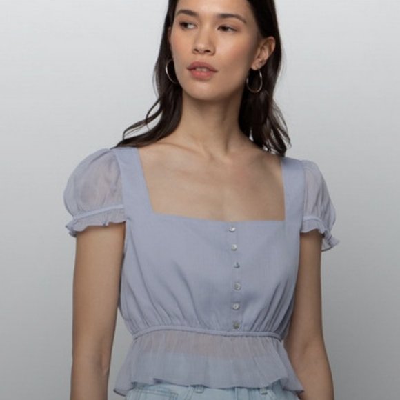 OAK + FORT Tops - Oak + Fort Cropped Peplum Blouse - Lavender